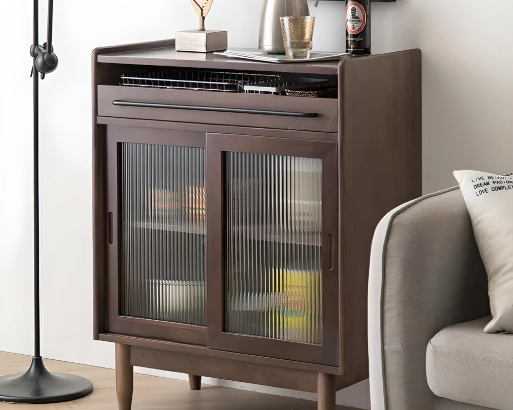 wood and rattan sideboard